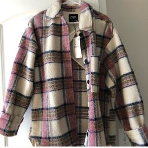 Zara Women's Pink Plaid Jacket